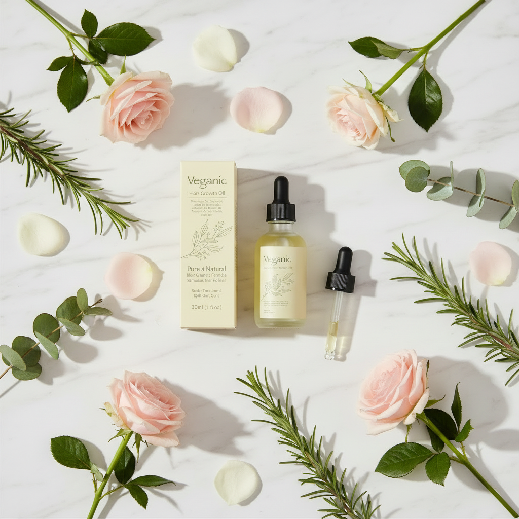 Veganic Hair Growth Oil – Flat lay